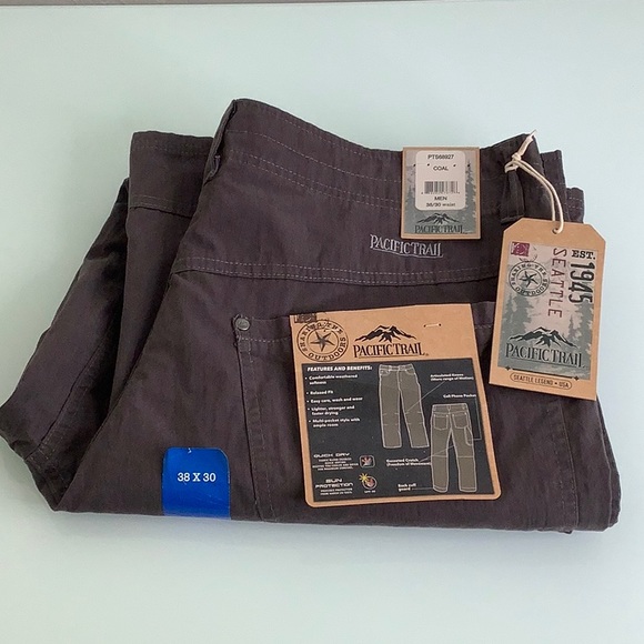 Pacific Trail Coal Relaxed fit multi pockets Cargo pants men size 38X30 NWT - Picture 13 of 13